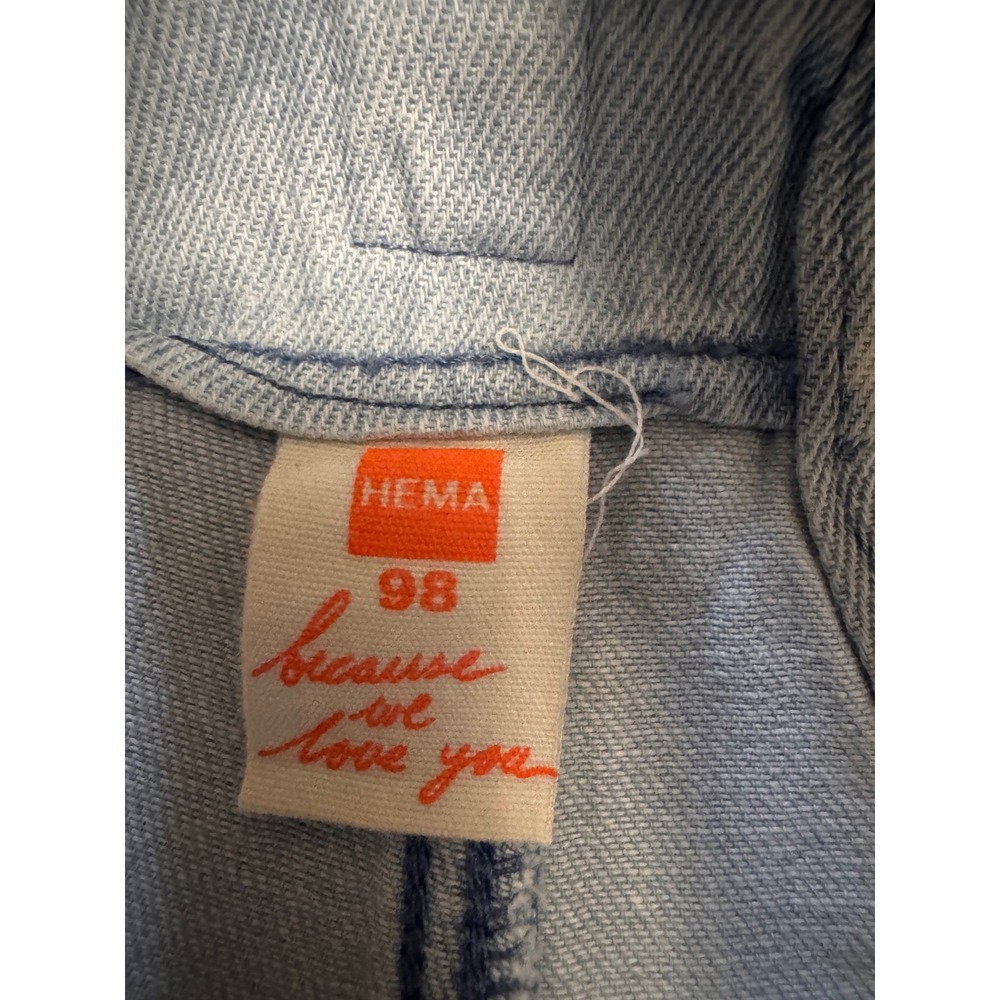 HEMA Kids Light Wash Denim Overalls Size 98 2-3Y Unisex Dungarees - Picture 4 of 7